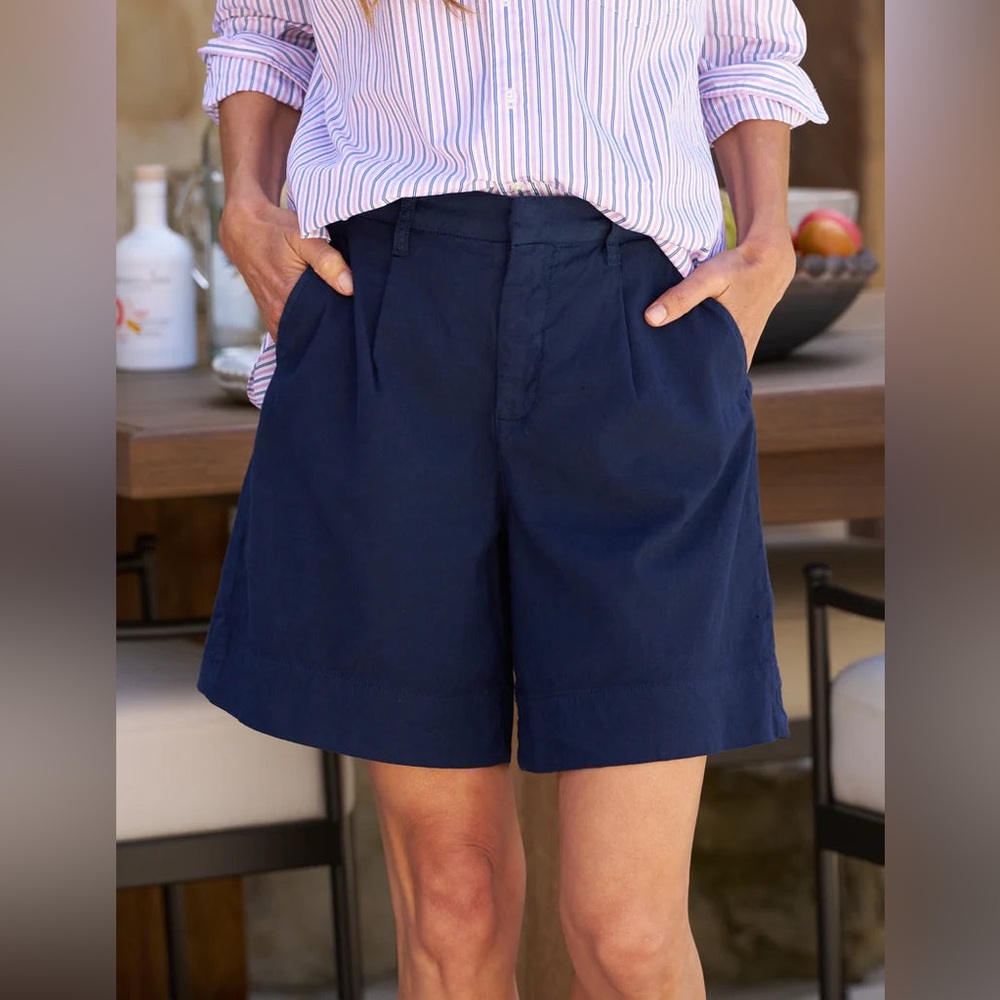 Frank & Eileen Waterford 7.5" Golf Shorts Linen Blend Navy Blue 14